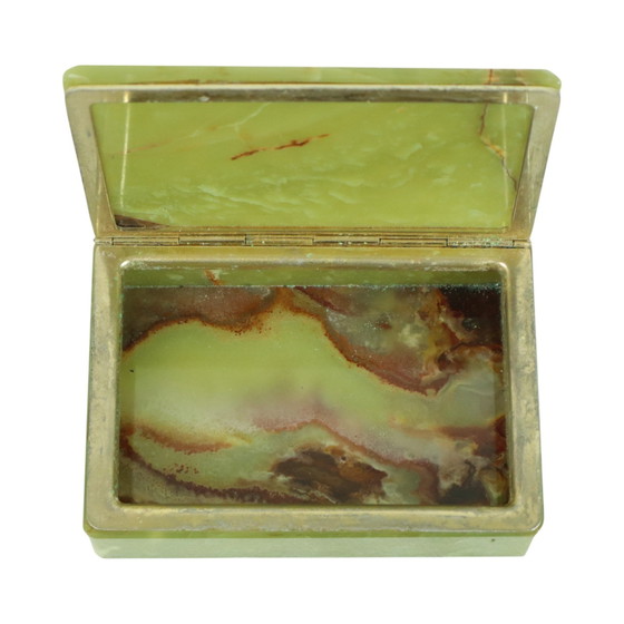 Image 1 of Boîte à bijoux vintage en marbre vert