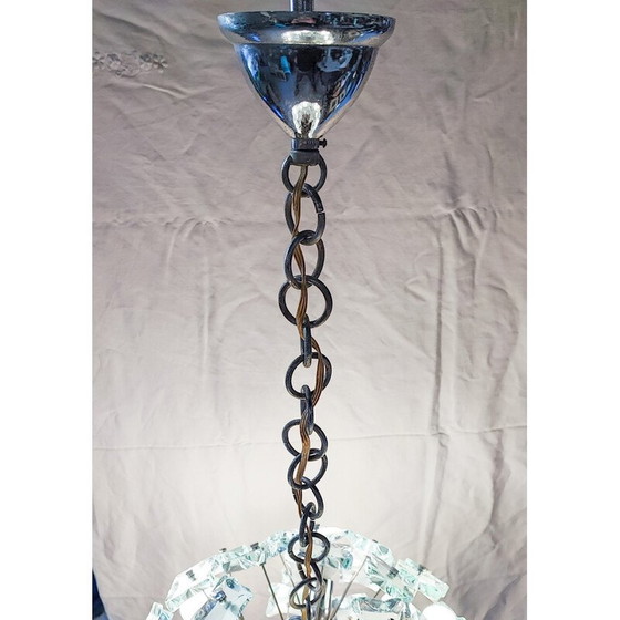 Image 1 of Lustre Sputnik vintage en verre taillé et chrome avec 13 lumières, Italie 1960