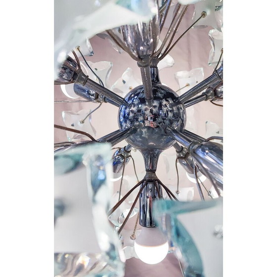 Image 1 of Lustre Sputnik vintage en verre taillé et chrome avec 13 lumières, Italie 1960