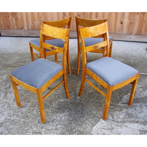 Image 1 of Ensemble de 4 chaises Art déco vintage, années 1940