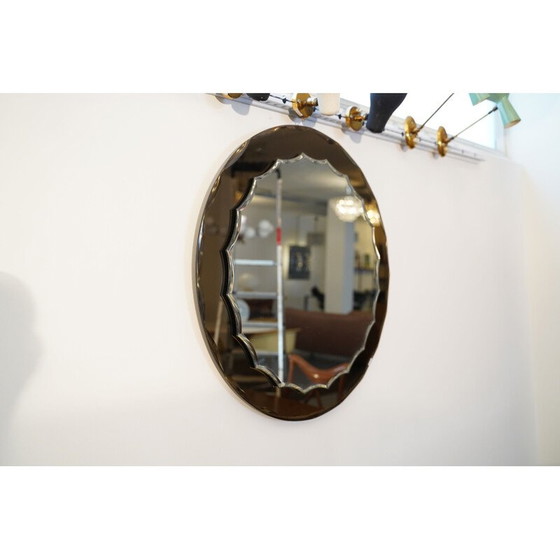 Image 1 of Miroir vintage en bronze par Cristal Art Italien 1960s