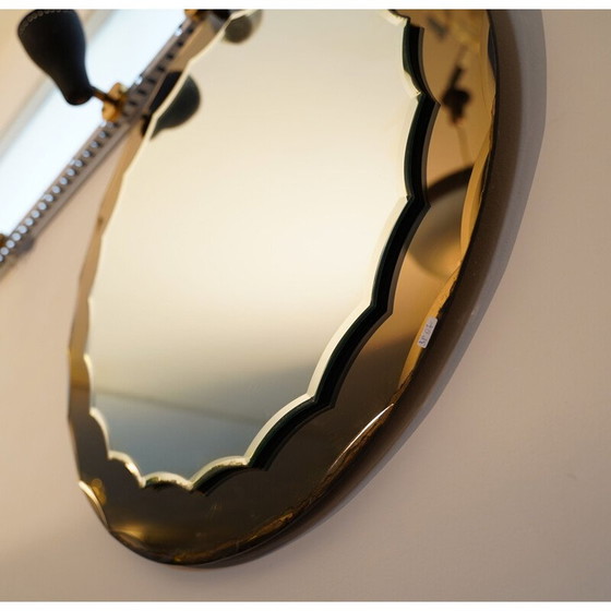 Image 1 of Miroir vintage en bronze par Cristal Art Italien 1960s