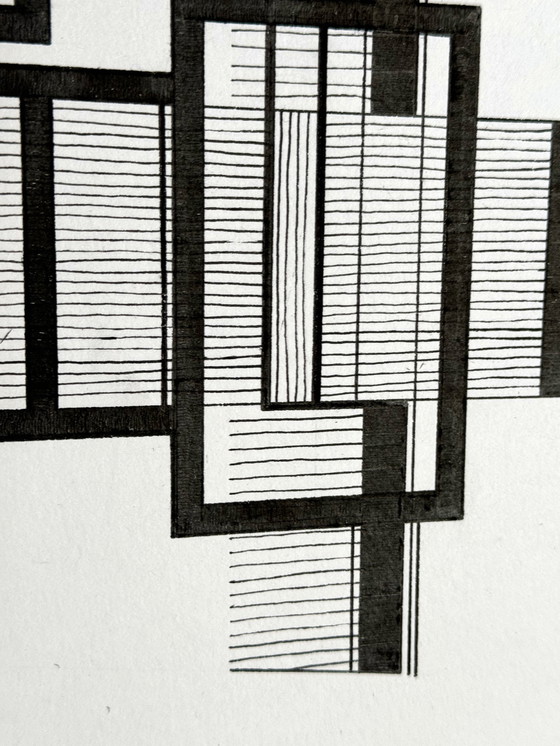 Image 1 of 2 Oeuvres d'art, Composition géométrique à l'encre - Eugene Eechaut (1928-2019)