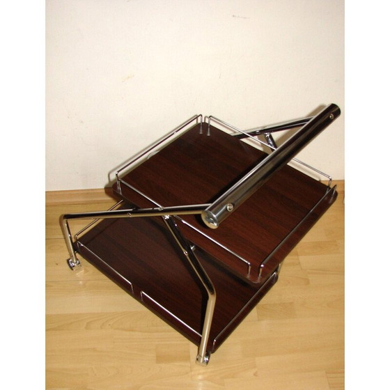 Image 1 of Bar mobile vintage en panneau stratifié et acier chromé, 1990