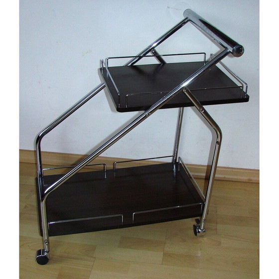 Image 1 of Bar mobile vintage en panneau stratifié et acier chromé, 1990