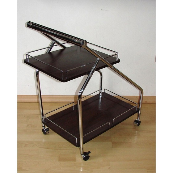 Image 1 of Bar mobile vintage en panneau stratifié et acier chromé, 1990