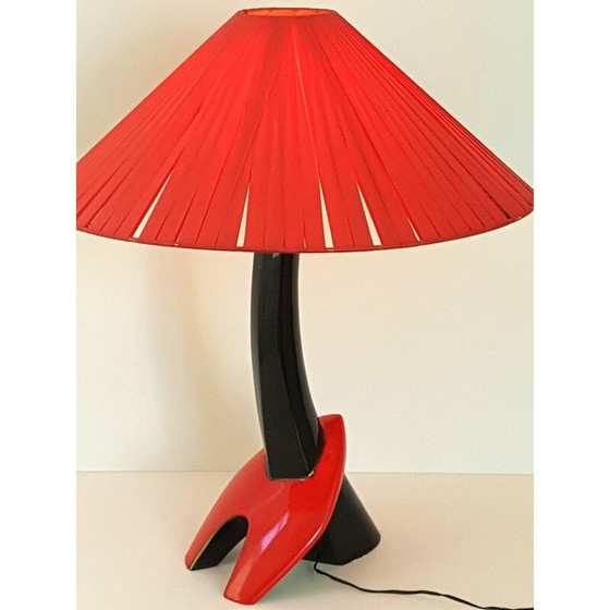 Image 1 of Lampe vintage en céramique rouge et noire