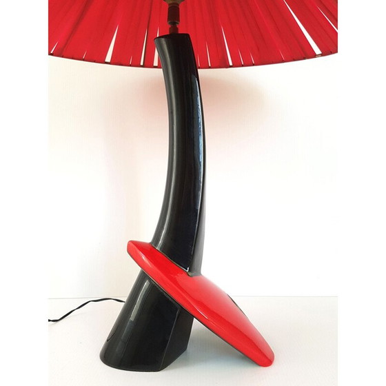 Image 1 of Lampe vintage en céramique rouge et noire
