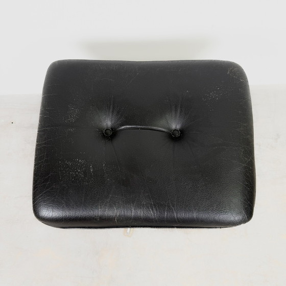 Image 1 of Lübke Lounge Chair avec ottomane en cuir noir, années 1960