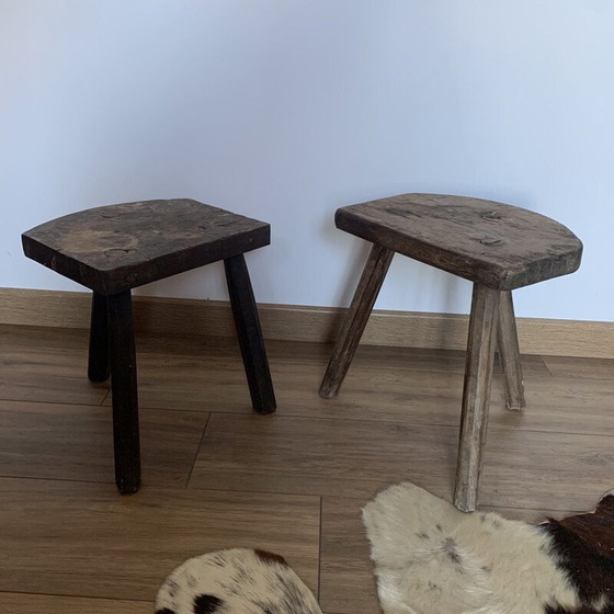Image 1 of Paire de tabourets tripodes vintage