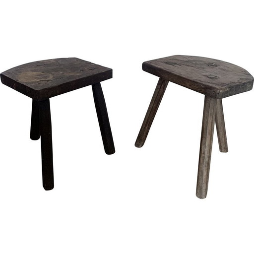 Paire de tabourets tripodes vintage