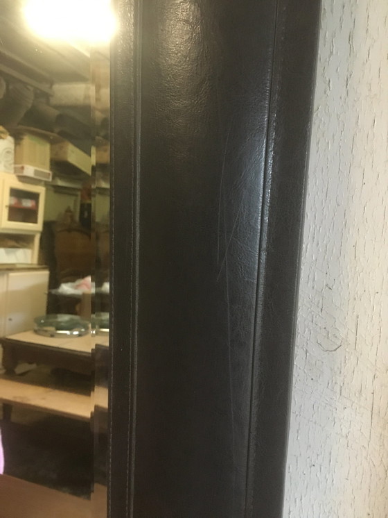 Image 1 of Miroir en cuir biseauté Vitage, 1970