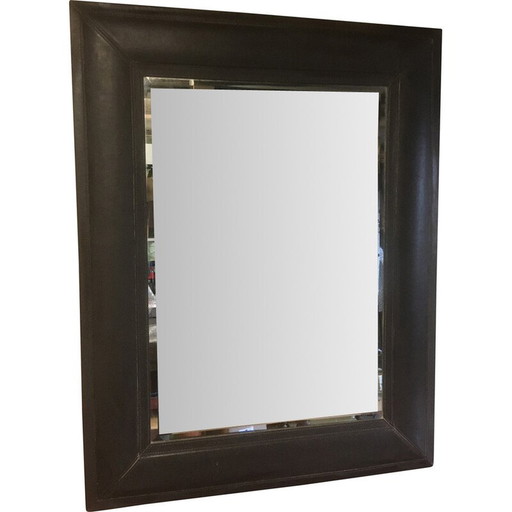 Miroir en cuir biseauté Vitage, 1970