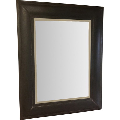 Miroir en cuir biseauté Vitage, 1970