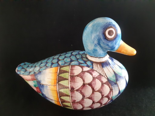 Romano Innocenti Poterie italienne peinte à la main Figurine canard