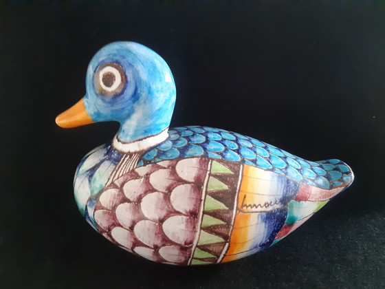 Image 1 of Romano Innocenti Poterie italienne peinte à la main Figurine canard