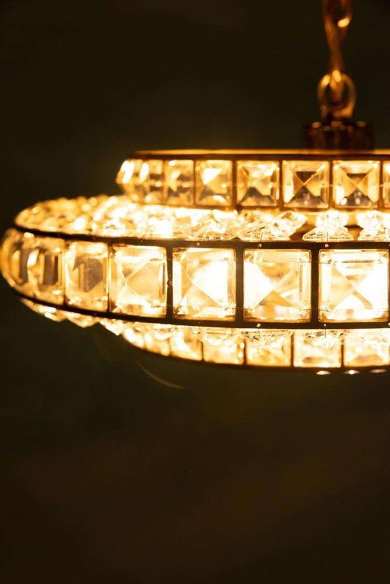 Image 1 of Lampe pendante en cristal au design vintage, lampe pendante en laiton suédois