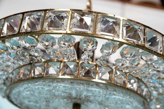 Image 1 of Lampe pendante en cristal au design vintage, lampe pendante en laiton suédois