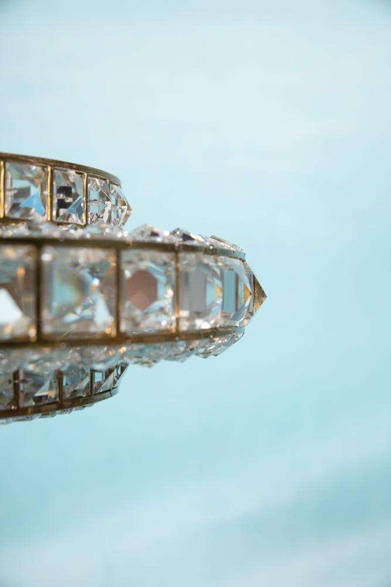 Image 1 of Lampe pendante en cristal au design vintage, lampe pendante en laiton suédois