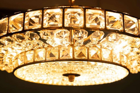 Image 1 of Lampe pendante en cristal au design vintage, lampe pendante en laiton suédois