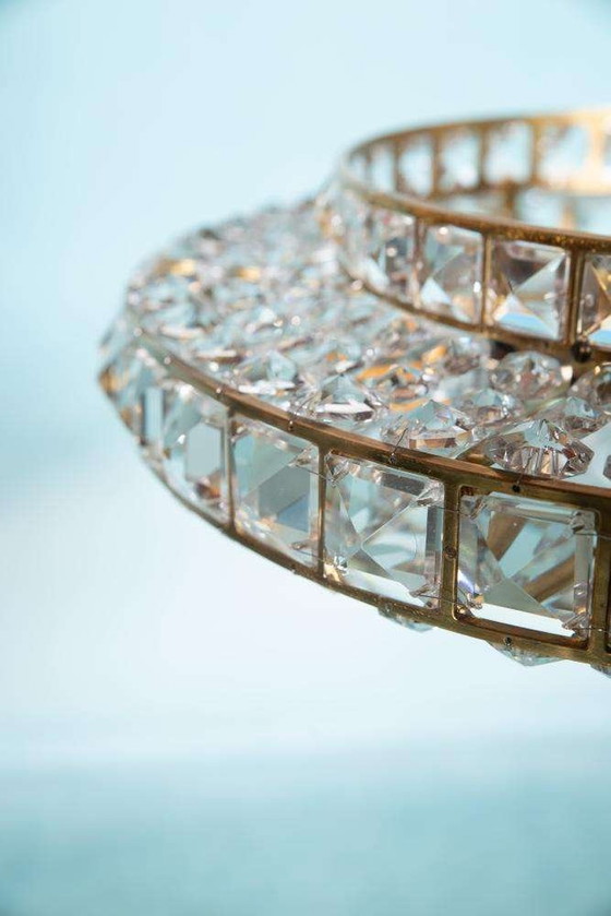 Image 1 of Lampe pendante en cristal au design vintage, lampe pendante en laiton suédois