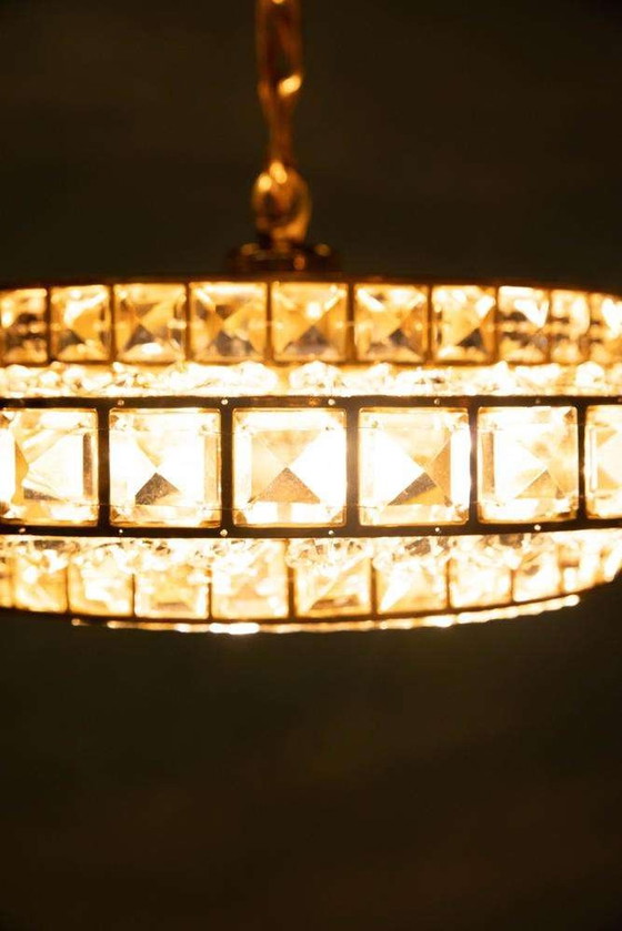 Image 1 of Lampe pendante en cristal au design vintage, lampe pendante en laiton suédois