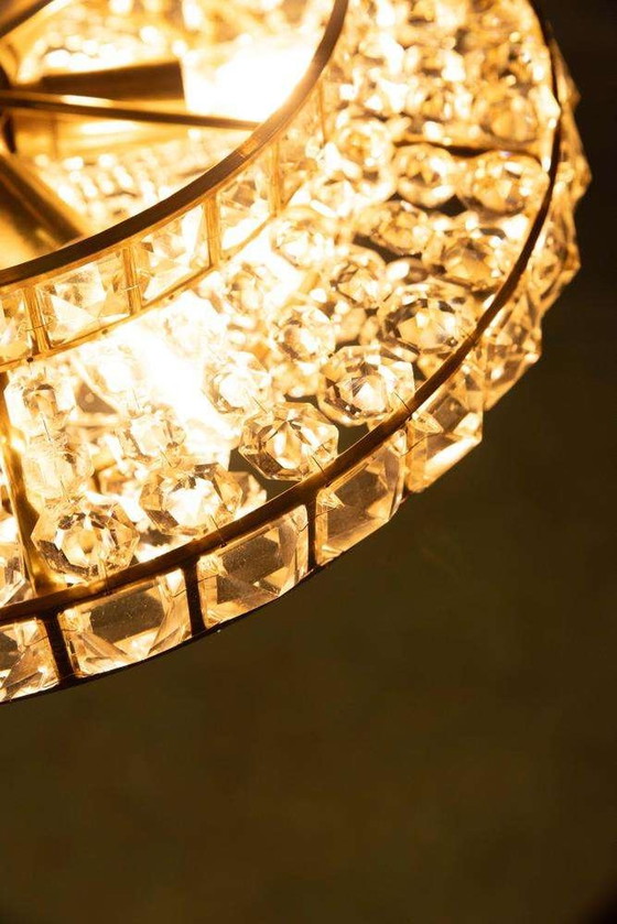 Image 1 of Lampe pendante en cristal au design vintage, lampe pendante en laiton suédois