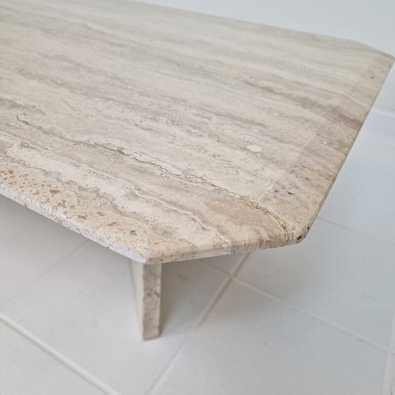 Image 1 of Table basse rectangle vintage en travertin, Italie 1980