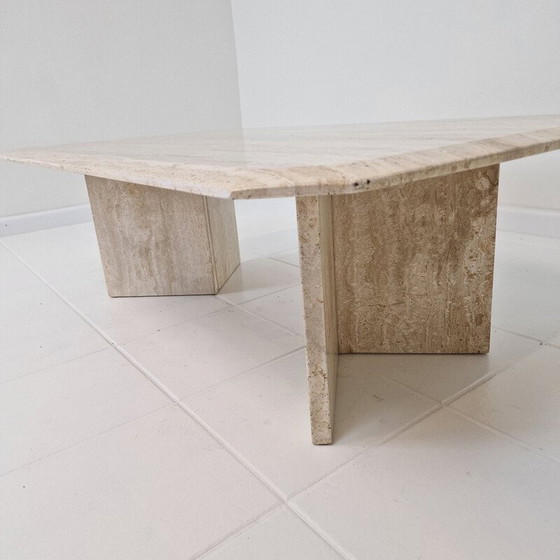 Image 1 of Table basse rectangle vintage en travertin, Italie 1980