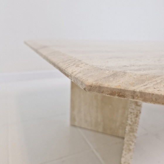 Image 1 of Table basse rectangle vintage en travertin, Italie 1980