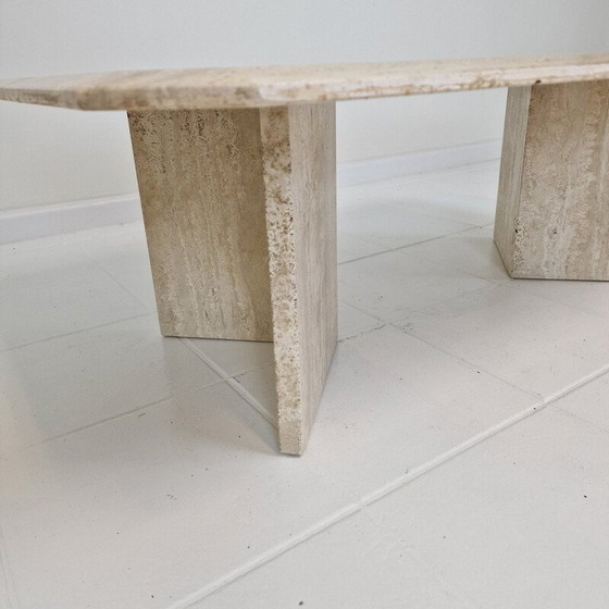 Image 1 of Table basse rectangle vintage en travertin, Italie 1980