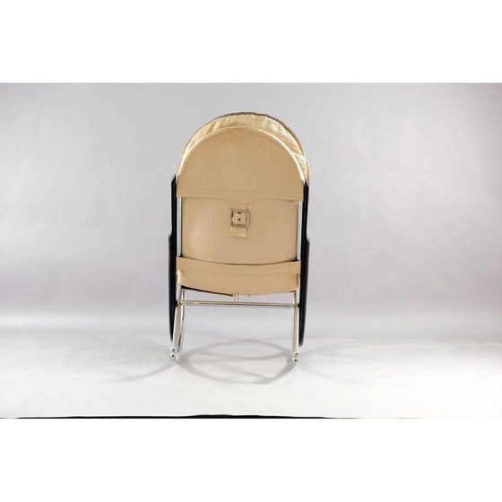 Image 1 of Fauteuil à bascule vintage Nonna en cuir et métal par Paul Tuttle pour Strässle, Suisse 1970