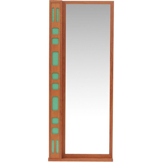Image 1 of Miroir scandinave en teck avec tablette