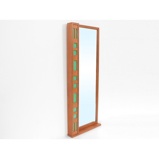 Image 1 of Miroir scandinave en teck avec tablette