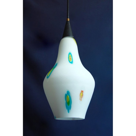 Image 1 of Mid-century Murrina Lampe suspendue en verre de Murano avec Murrine, Italie 1950s
