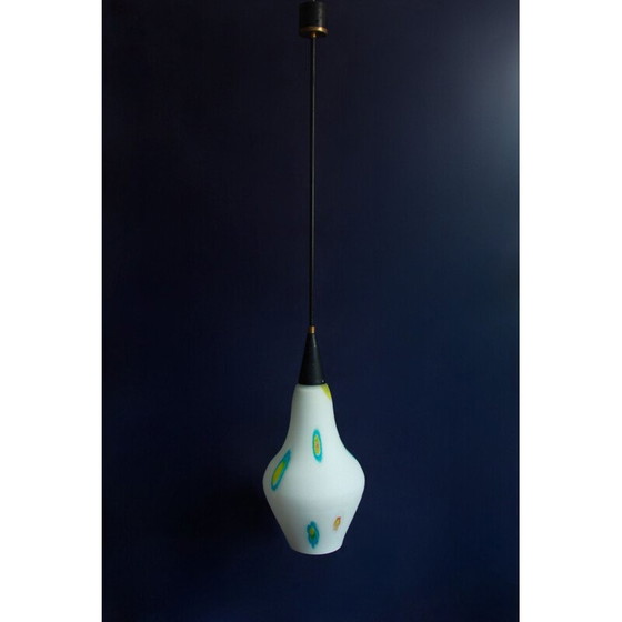 Image 1 of Mid-century Murrina Lampe suspendue en verre de Murano avec Murrine, Italie 1950s