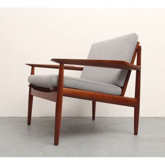 Image 1 of Fauteuil vintage en teck et tissu gris par Arne Vodder pour Glostrup, 1960s