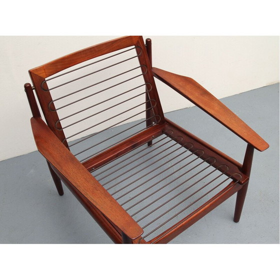 Image 1 of Fauteuil vintage en teck et tissu gris par Arne Vodder pour Glostrup, 1960s