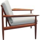 Fauteuil vintage en teck et tissu gris par Arne Vodder pour Glostrup, 1960s