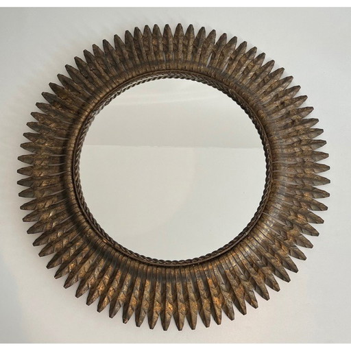 Miroir rond en métal doré, 1940