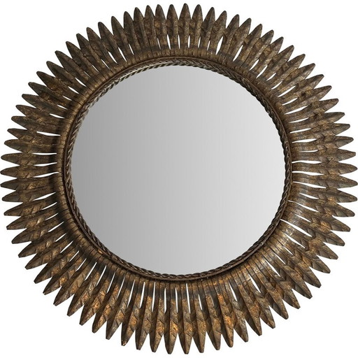 Miroir rond en métal doré, 1940