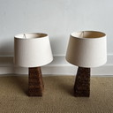 Lot de 2 lampes de table en rotin osier Burma Vintage