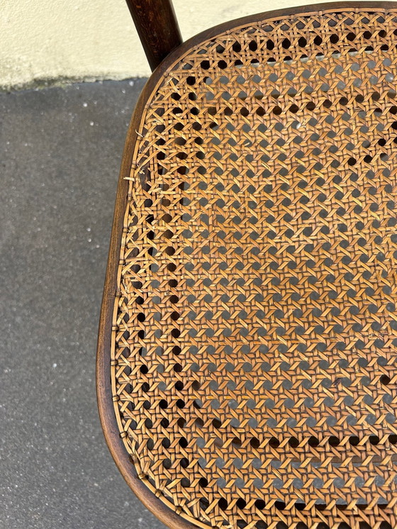 Image 1 of Chaise En Bois Courbé Et Cannage Fischel