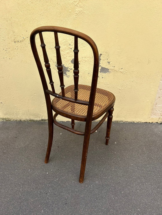 Image 1 of Chaise En Bois Courbé Et Cannage Fischel