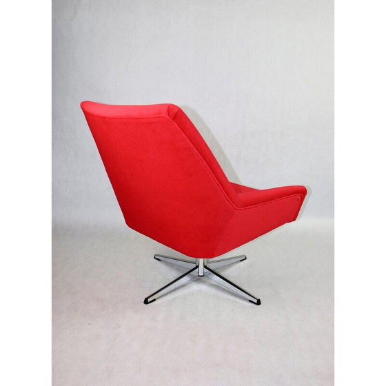 Image 1 of Fauteuil pivotant vintage en velours rouge, années 1980