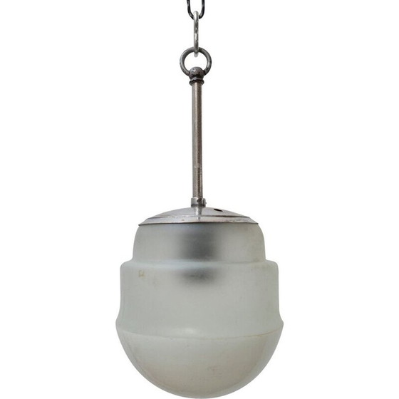 Image 1 of Suspension vintage bicolore en verre opalin et blanc, Allemagne 1950