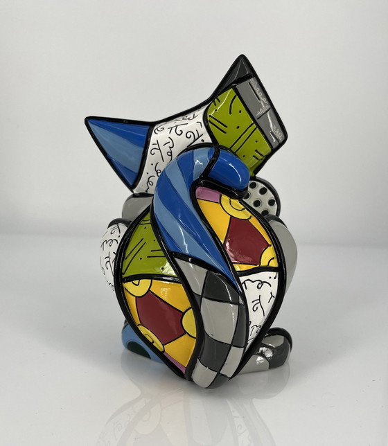 Image 1 of Édition limitée Romero Britto "Happy Cat" Figurine Avec Signature Et Marquage