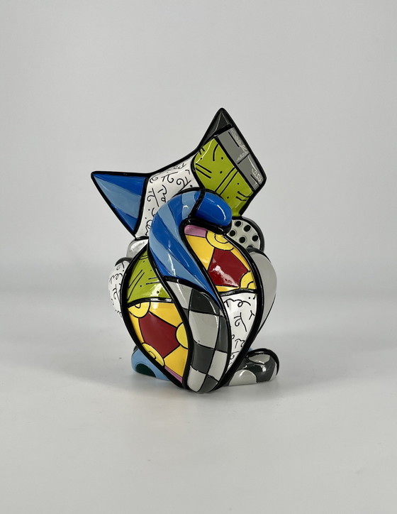 Image 1 of Édition limitée Romero Britto "Happy Cat" Figurine Avec Signature Et Marquage