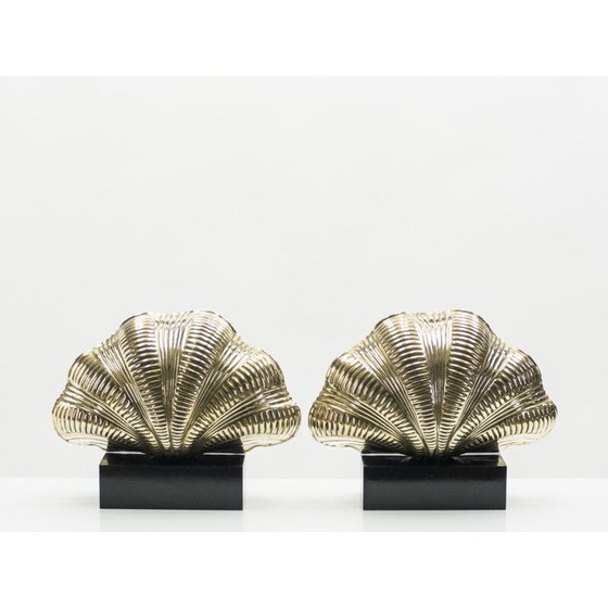 Image 1 of Paire de lampes vintage en laiton massif, Italie 1960