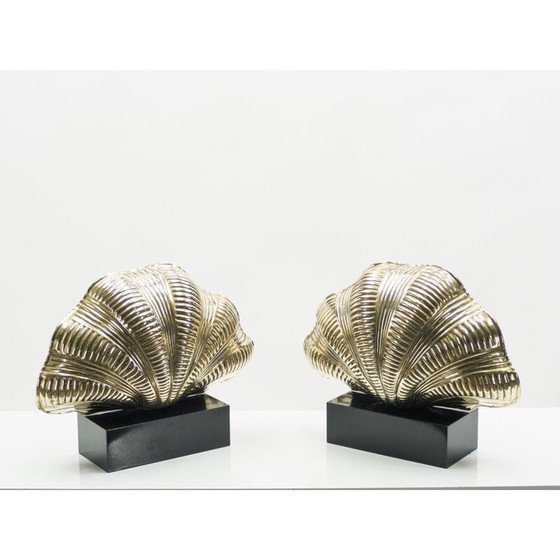 Image 1 of Paire de lampes vintage en laiton massif, Italie 1960